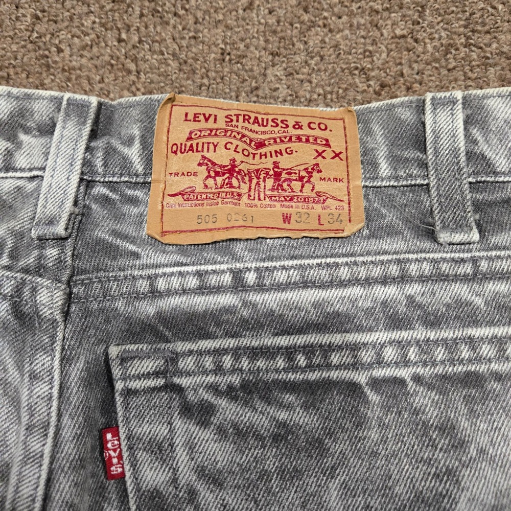 Vintage Levi's 505 Jeans Mens 32x34 Gray Acid Wash Made in USA 80s Faded - Picture 9 of 9